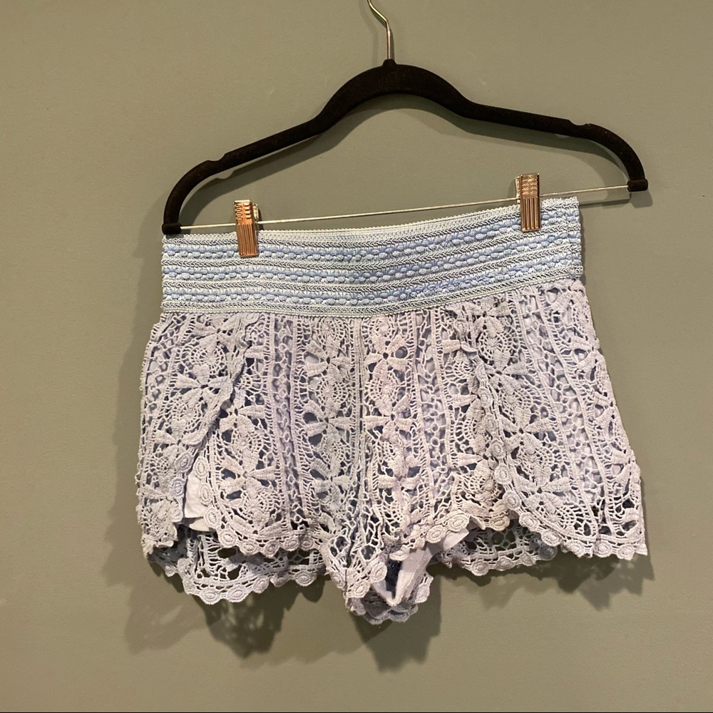 Topshop Elastic Eyelet Baby Blue Shorts
